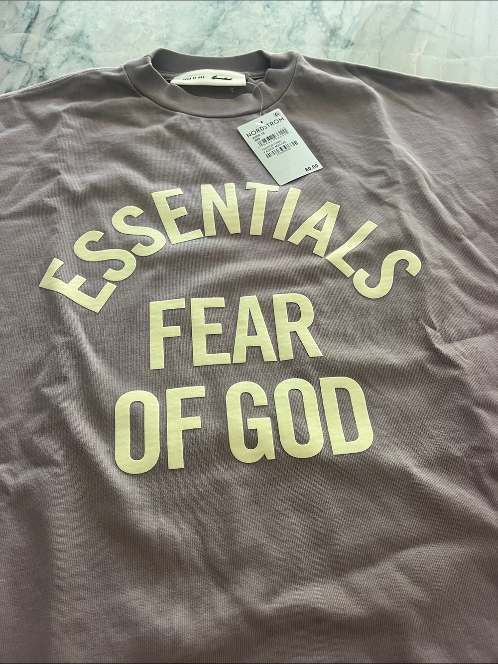 Fear of God Essentials Lavender Crewneck with Cream Logo